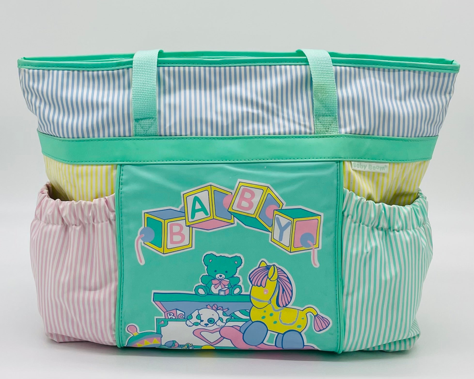 Baby Boom Teal Colorblock Blocks Pastel Diaper Bag ABdlr